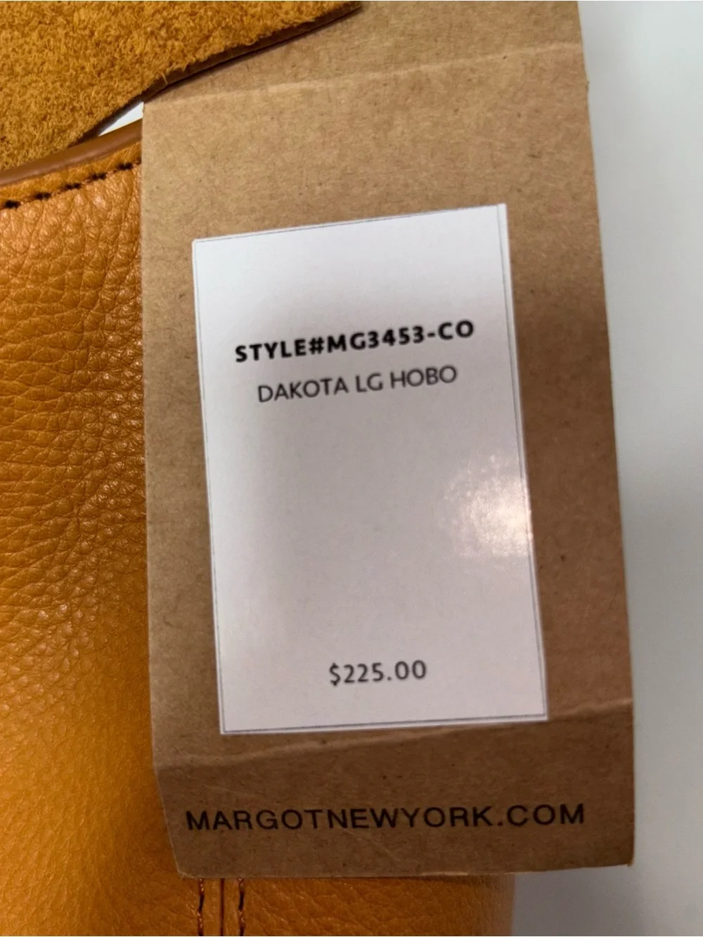 Margot New York Dakota Cognac Brown Leather Large Shoulder Hobo Bag Tote NWT